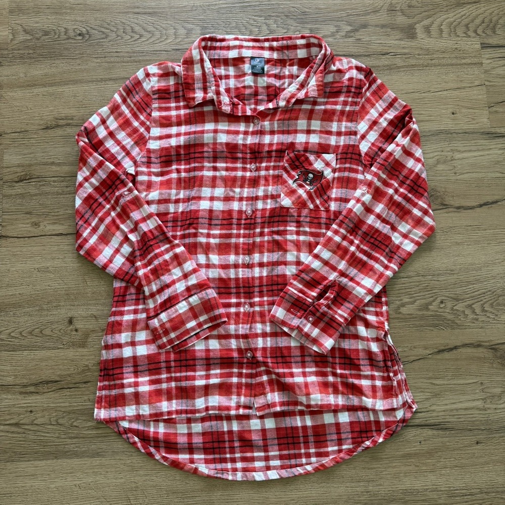 Tampa Bay Buccaneers Long Sleeve Flannel Plaid Shirt Women's Size‎ M NFL